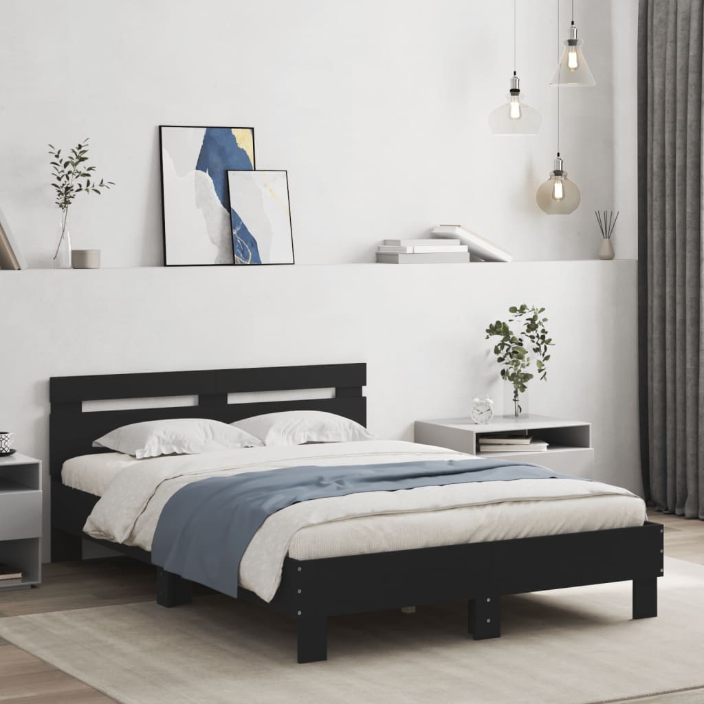 Bett mit LED-Beleuchtung ohne Matratze Schwarz 120x200 cm - Premium Betten & Bettgestelle - Just €216.85! Shop now at homesales4u