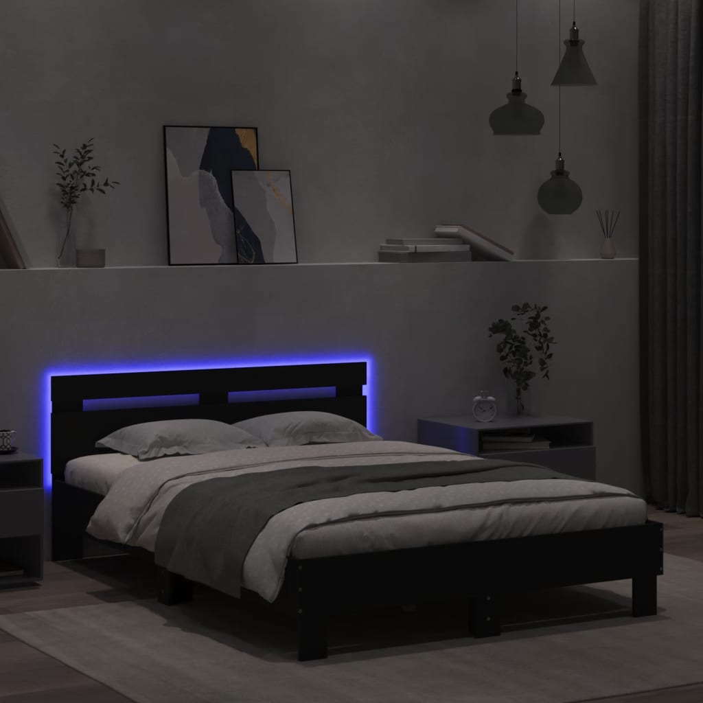 Bett mit LED-Beleuchtung ohne Matratze Schwarz 120x200 cm - Premium Betten & Bettgestelle - Just €216.85! Shop now at homesales4u