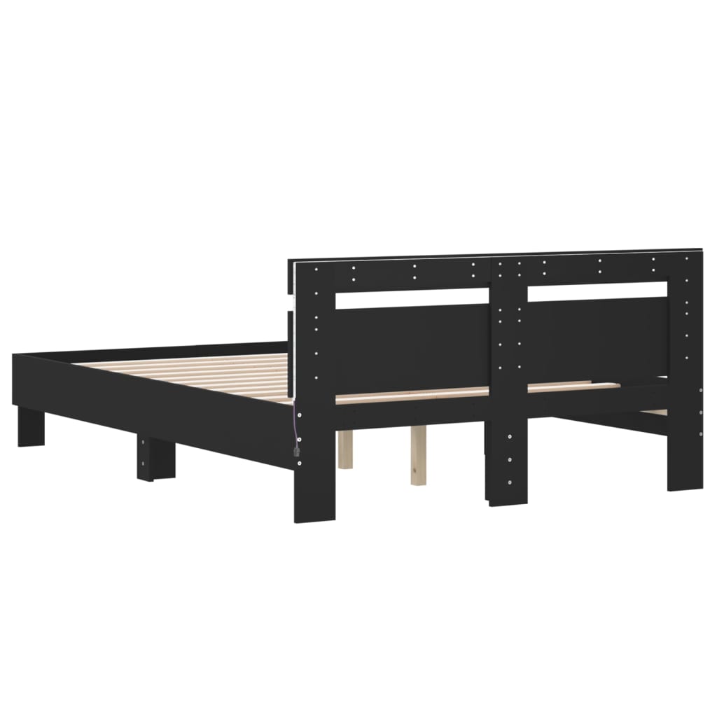 Bett mit LED-Beleuchtung ohne Matratze Schwarz 120x200 cm - Premium Betten & Bettgestelle - Just €216.85! Shop now at homesales4u