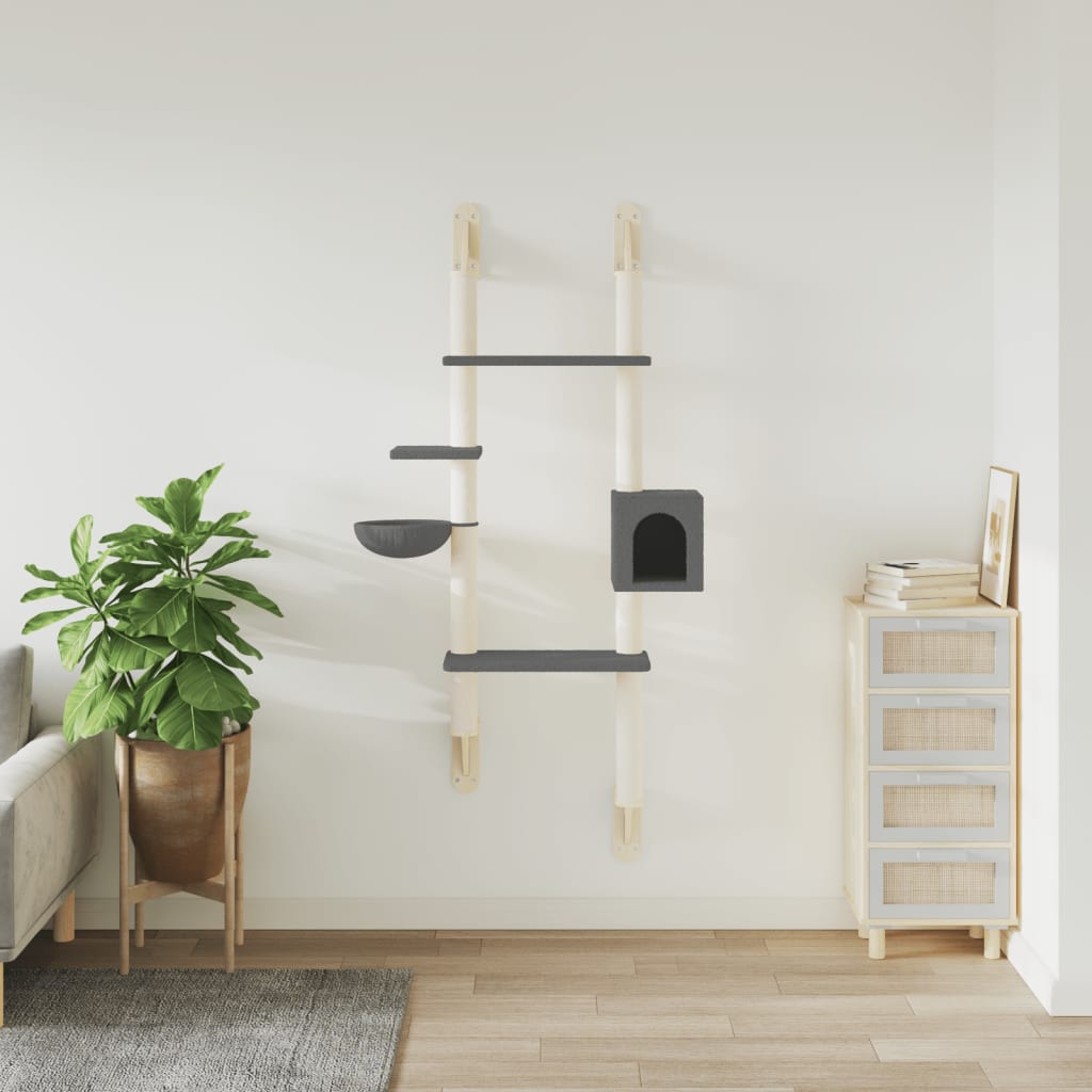 Kratzbaum mit Kratzsäule Wandmontage Dunkelgrau 180 cm - Premium Kratzbäume - Just €89.06! Shop now at homesales4u