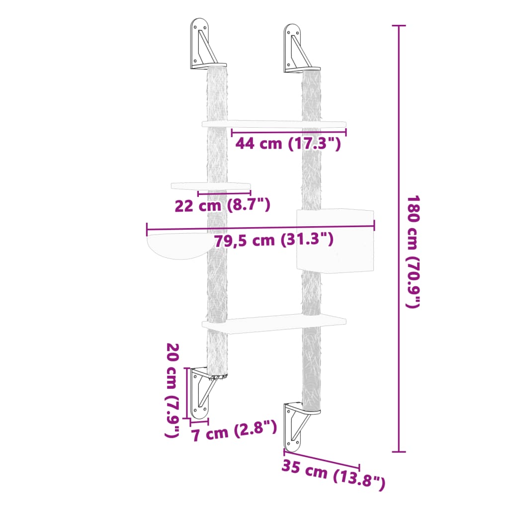 Kratzbaum mit Kratzsäule Wandmontage Dunkelgrau 180 cm - Premium Kratzbäume - Just €89.06! Shop now at homesales4u