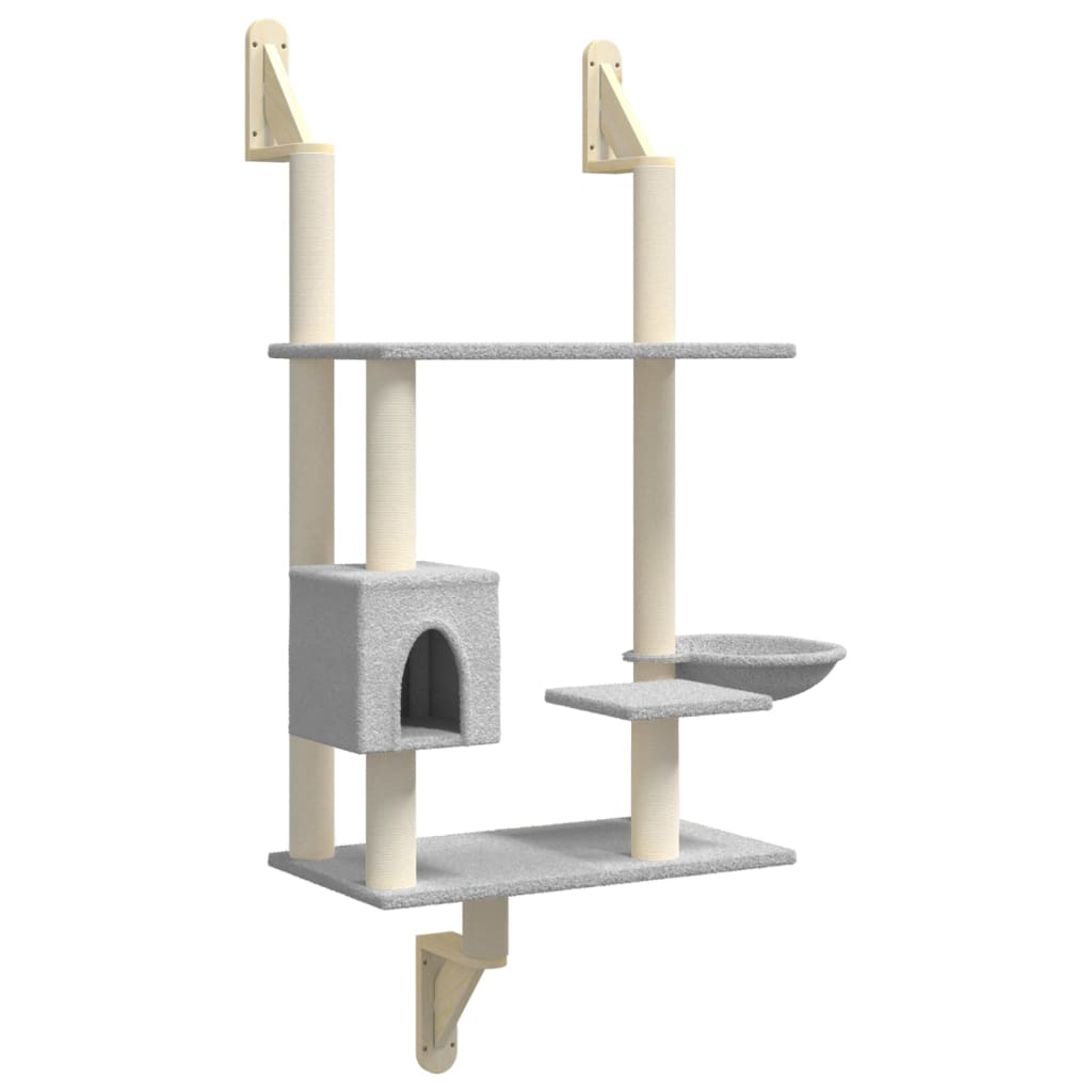Kratzbaum mit Kratzsäule Wandmontage Hellgrau 153 cm - Premium Kratzbäume - Just €78.05! Shop now at homesales4u