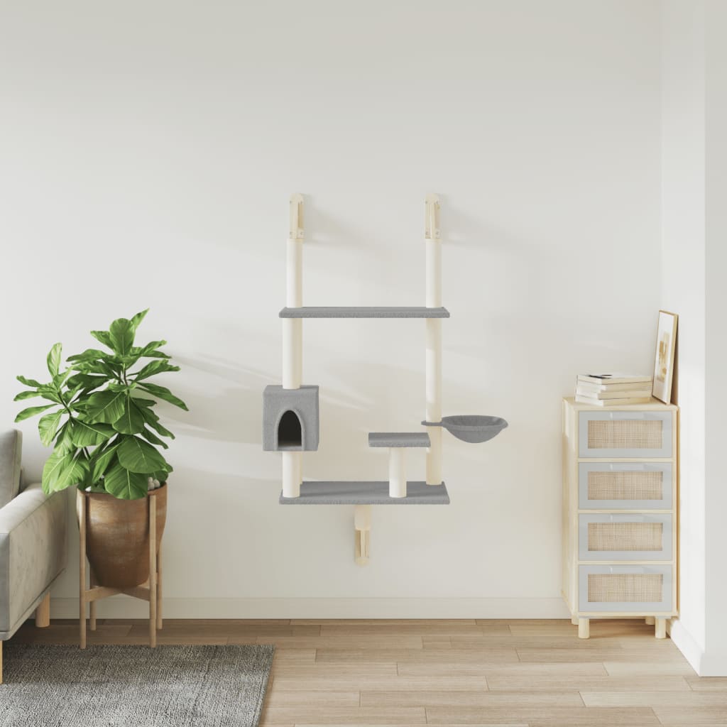 Kratzbaum mit Kratzsäule Wandmontage Hellgrau 153 cm - Premium Kratzbäume - Just €78.05! Shop now at homesales4u