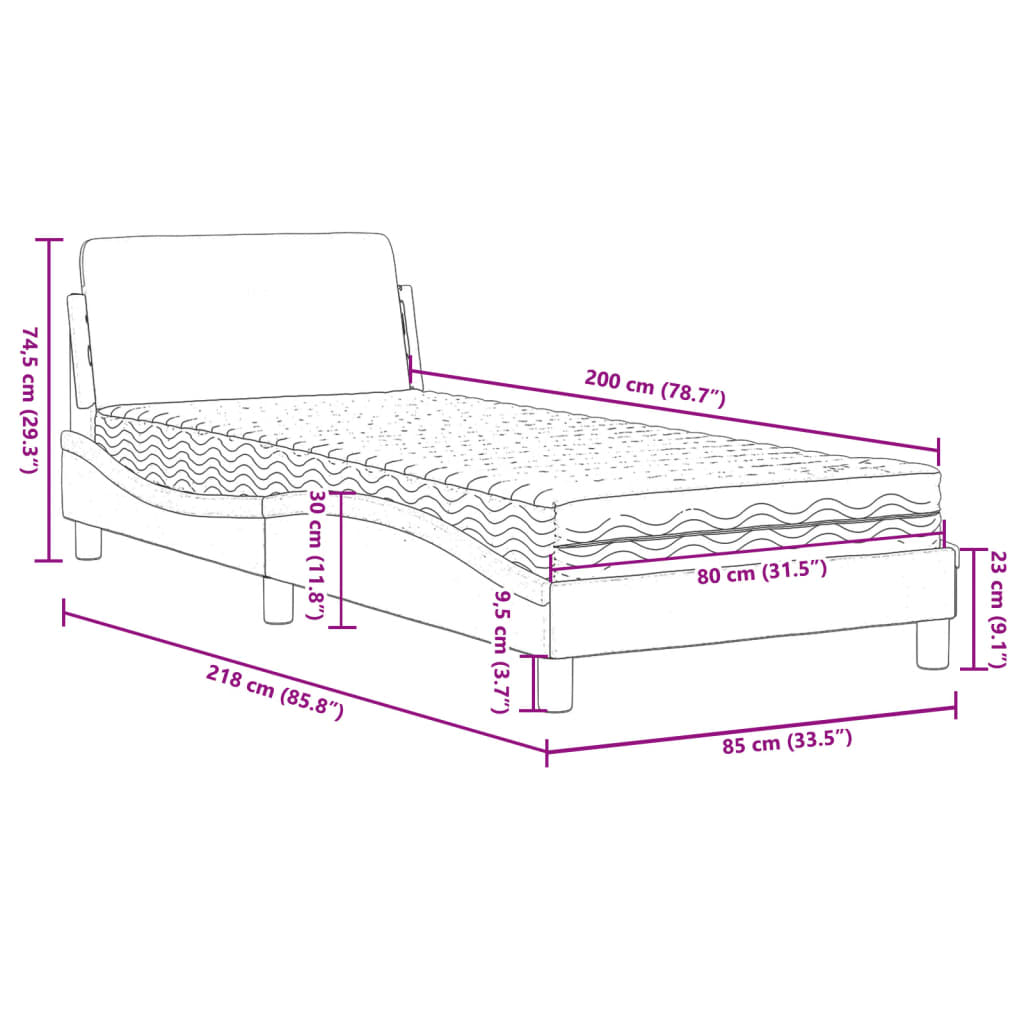 Bett mit Matratze Dunkelgrau 80x200 cm Stoff - Premium Betten & Bettgestelle - Just €312.09! Shop now at homesales4u
