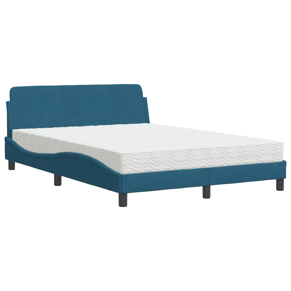 Bett mit Matratze Blau 120x200 cm Samt - Premium Betten & Bettgestelle - Just €444.28! Shop now at homesales4u