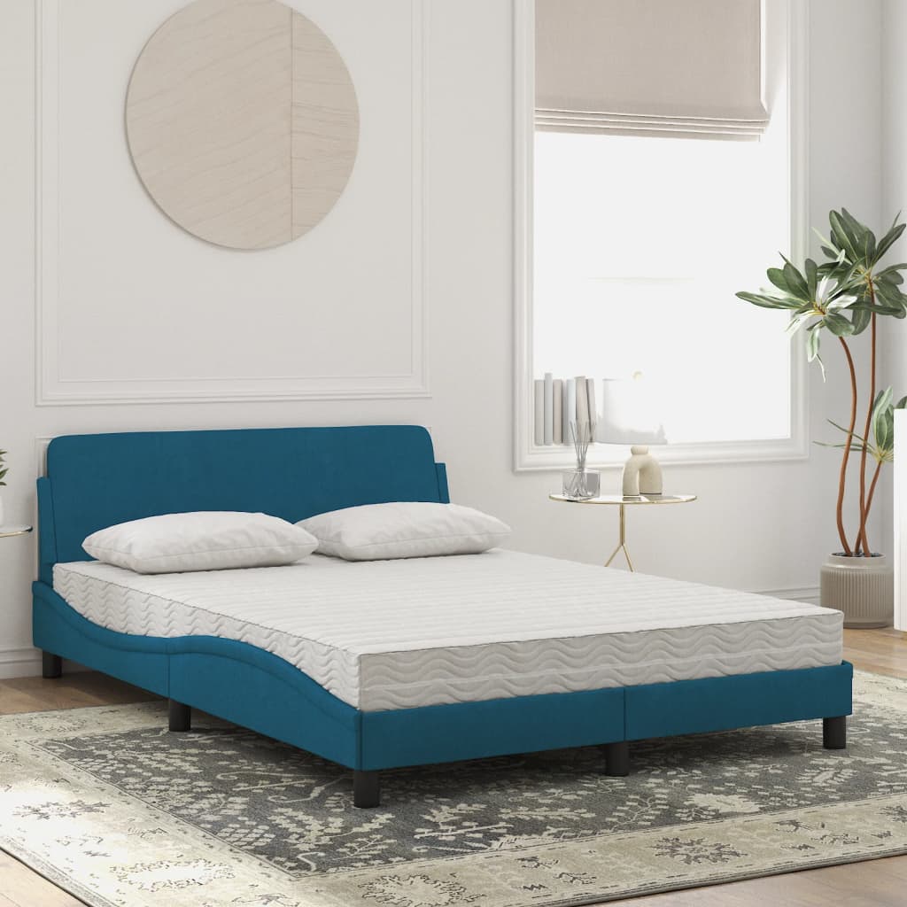 Bett mit Matratze Blau 120x200 cm Samt - Premium Betten & Bettgestelle - Just €444.28! Shop now at homesales4u
