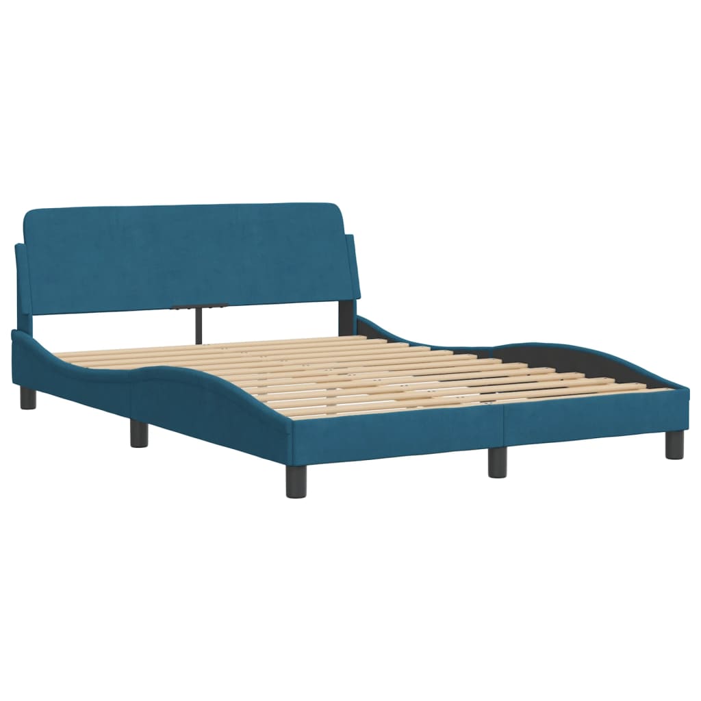 Bett mit Matratze Blau 120x200 cm Samt - Premium Betten & Bettgestelle - Just €444.28! Shop now at homesales4u
