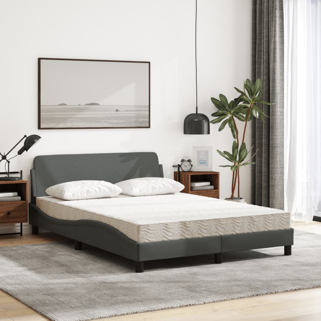 Bett mit Matratze Dunkelgrau 140x190 cm Stoff - Premium Betten & Bettgestelle - Just €466.58! Shop now at homesales4u