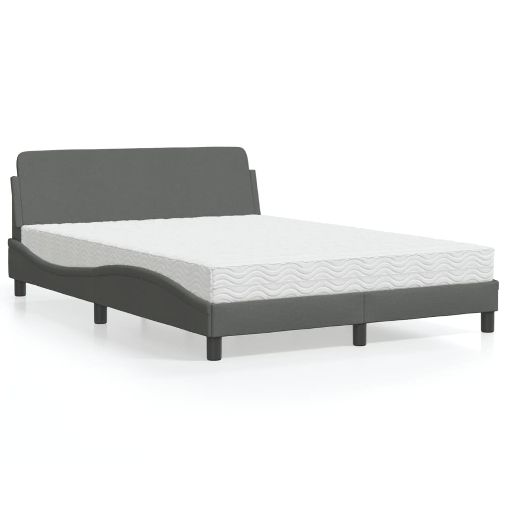 Bett mit Matratze Dunkelgrau 140x190 cm Stoff - Premium Betten & Bettgestelle - Just €466.58! Shop now at homesales4u
