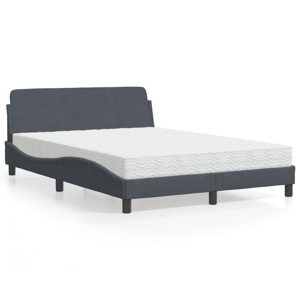 Bett mit Matratze Dunkelgrau 140x190 cm Samt - Premium Betten & Bettgestelle - Just €423.11! Shop now at homesales4u