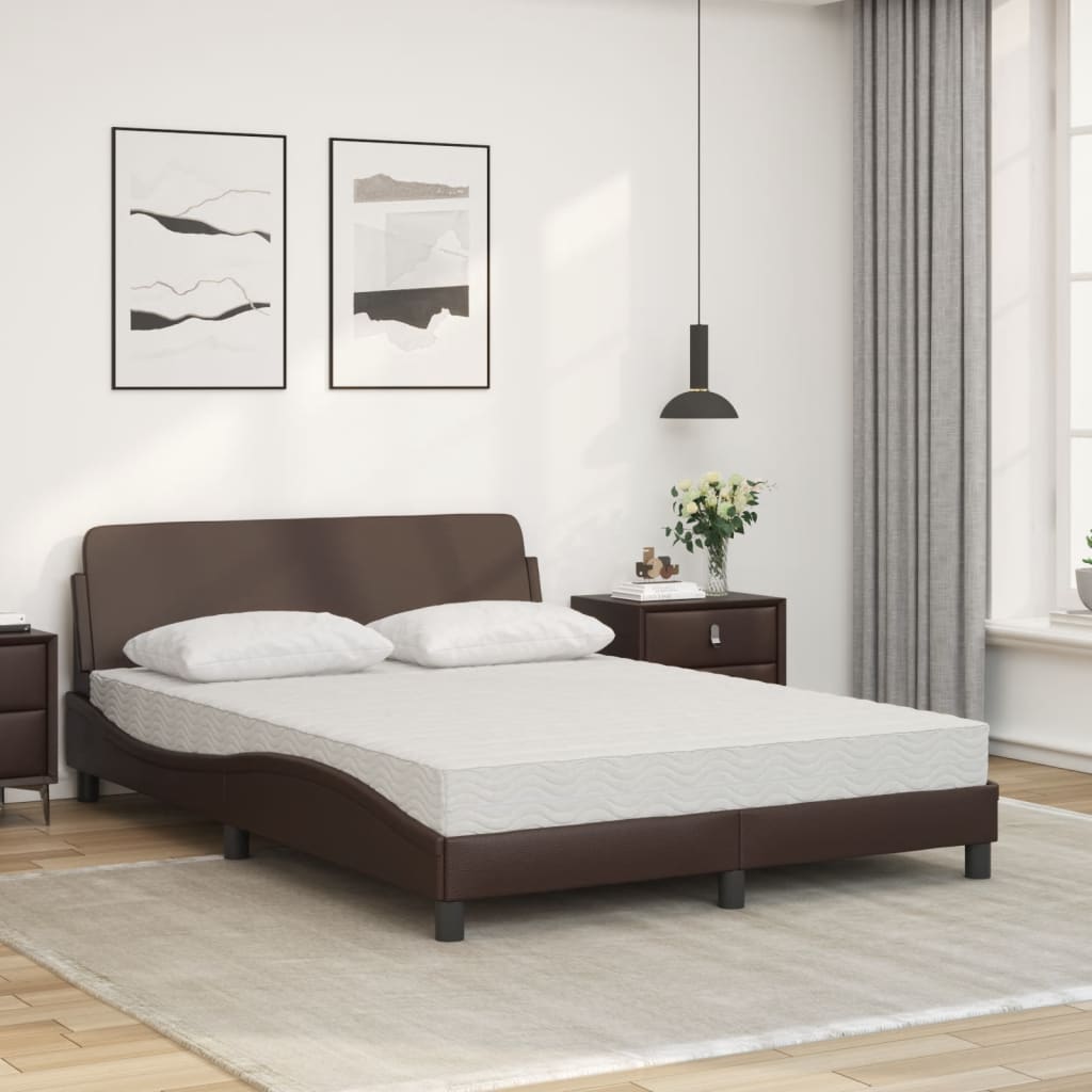 Bett mit Matratze Braun 140x190 cm Kunstleder - Premium Betten & Bettgestelle - Just €465.04! Shop now at homesales4u
