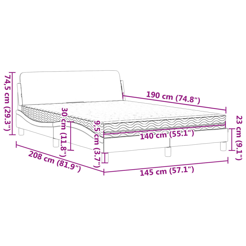 Bett mit Matratze Braun 140x190 cm Kunstleder - Premium Betten & Bettgestelle - Just €465.04! Shop now at homesales4u