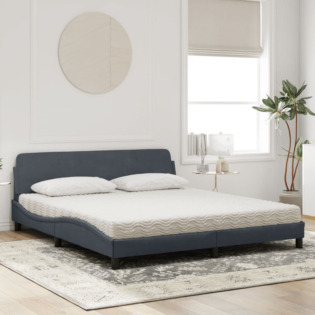 Bett mit Matratze Dunkelgrau 180x200 cm Samt - Premium Betten & Bettgestelle - Just €487.57! Shop now at homesales4u