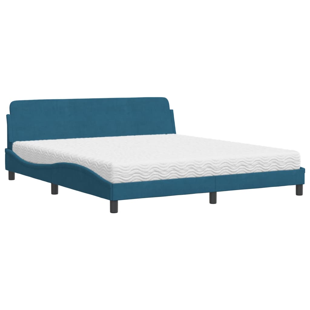 Bett mit Matratze Blau 180x200 cm Samt - Premium Betten & Bettgestelle - Just €453.79! Shop now at homesales4u