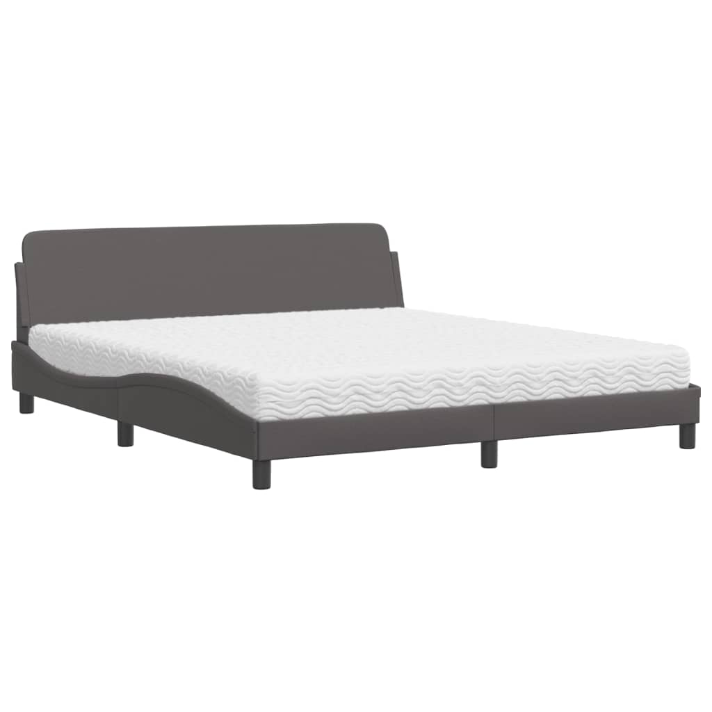 Bett mit Matratze Grau 180x200 cm Kunstleder - Premium Betten & Bettgestelle - Just €495.65! Shop now at homesales4u