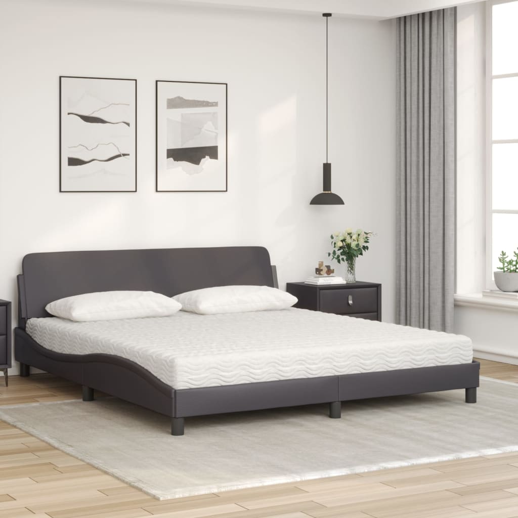 Bett mit Matratze Grau 180x200 cm Kunstleder - Premium Betten & Bettgestelle - Just €495.65! Shop now at homesales4u