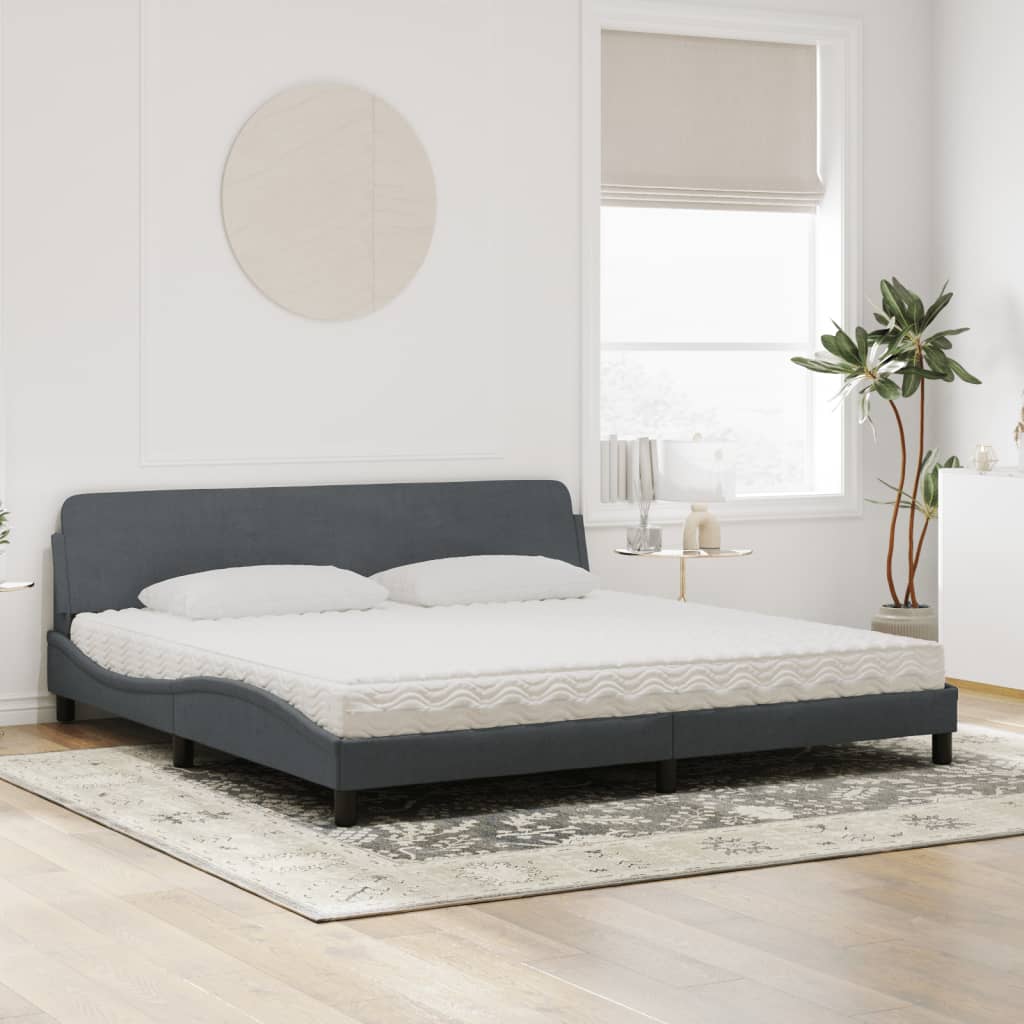 Bett mit Matratze Dunkelgrau 200x200 cm Samt - Premium Betten & Bettgestelle - Just €525.85! Shop now at homesales4u