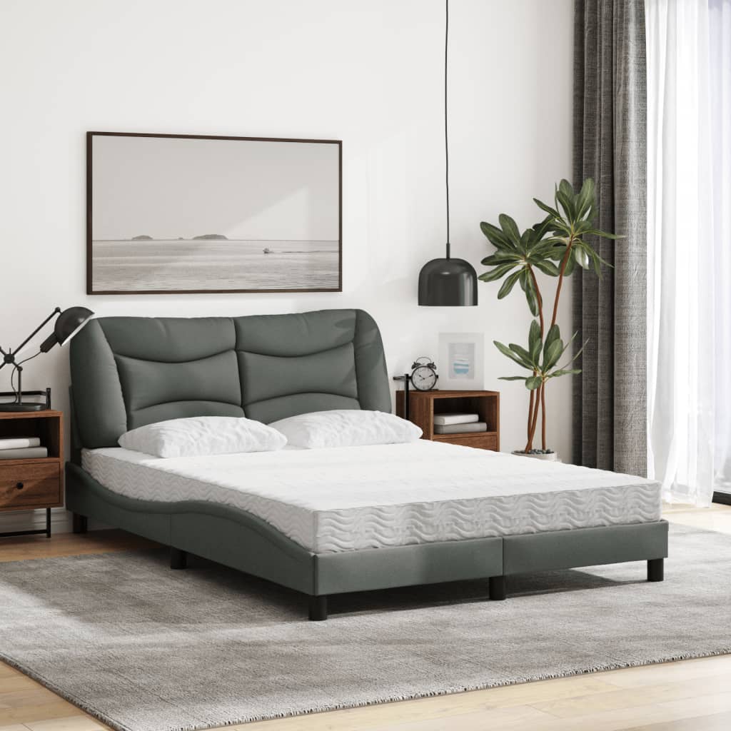 Bett mit Matratze Dunkelgrau 140x190 cm Stoff - Premium Betten & Bettgestelle - Just €527.10! Shop now at homesales4u