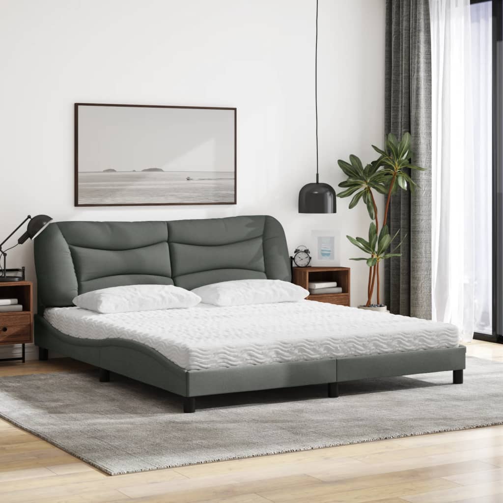 Bett mit Matratze Dunkelgrau 180x200 cm Stoff - Premium Betten & Bettgestelle - Just €580.71! Shop now at homesales4u