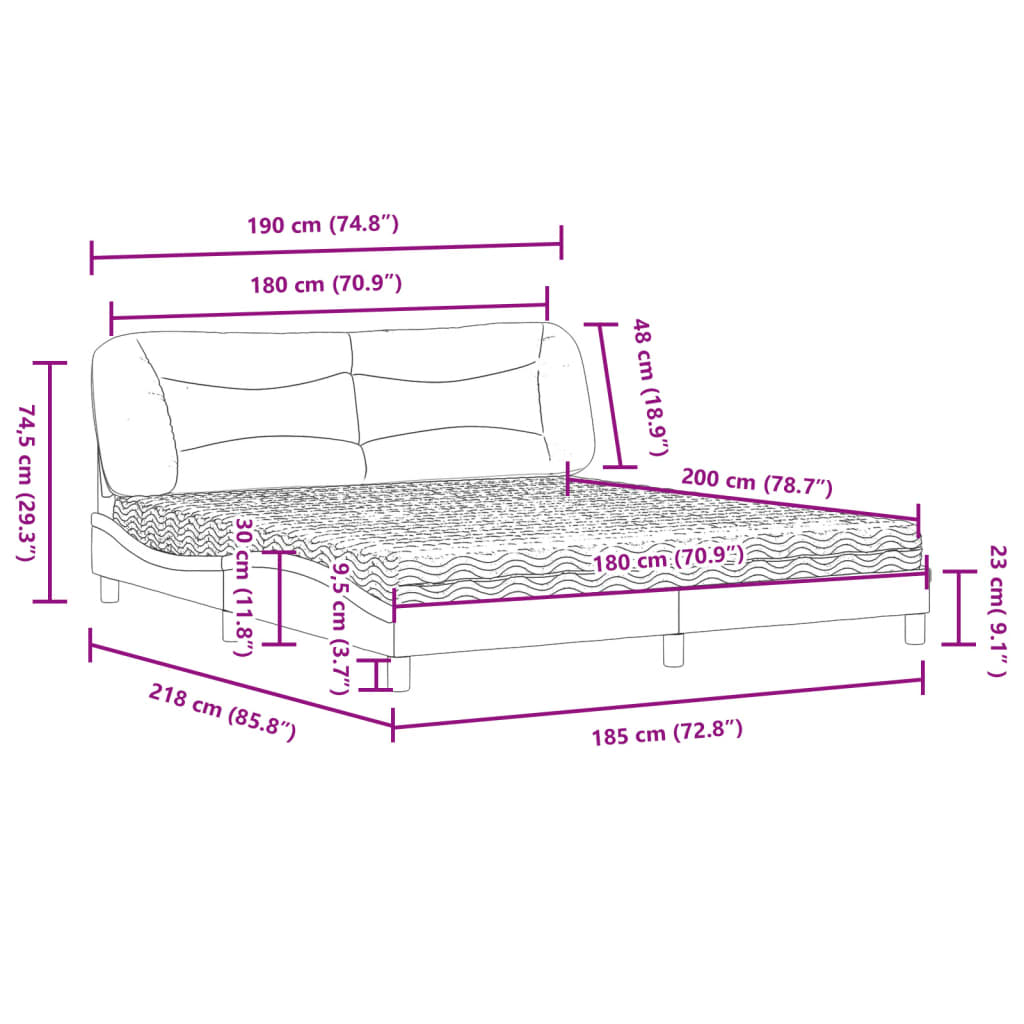 Bett mit Matratze Dunkelgrau 180x200 cm Stoff - Premium Betten & Bettgestelle - Just €580.71! Shop now at homesales4u