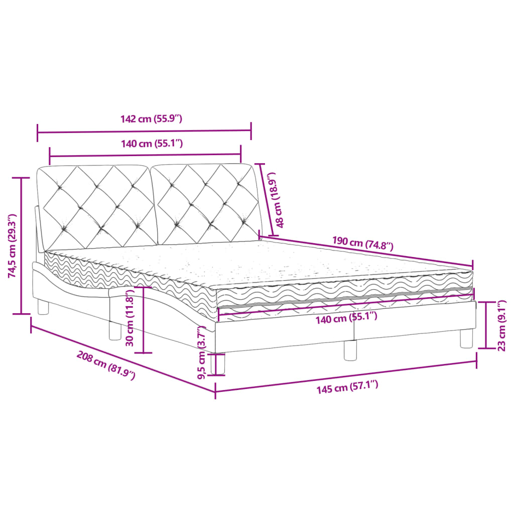 Bett mit Matratze Dunkelgrau 140x190 cm Samt - Premium Betten & Bettgestelle - Just €492.09! Shop now at homesales4u