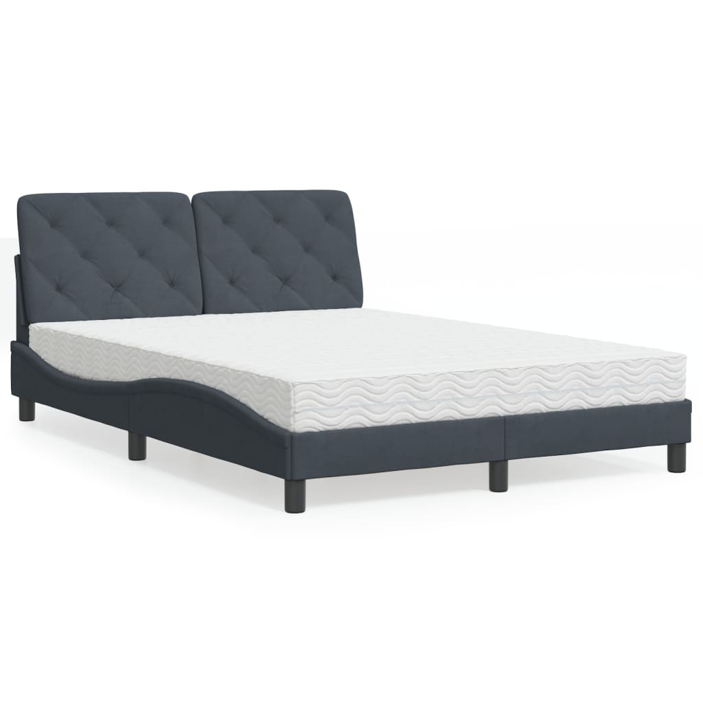 Bett mit Matratze Dunkelgrau 140x190 cm Samt - Premium Betten & Bettgestelle - Just €492.09! Shop now at homesales4u