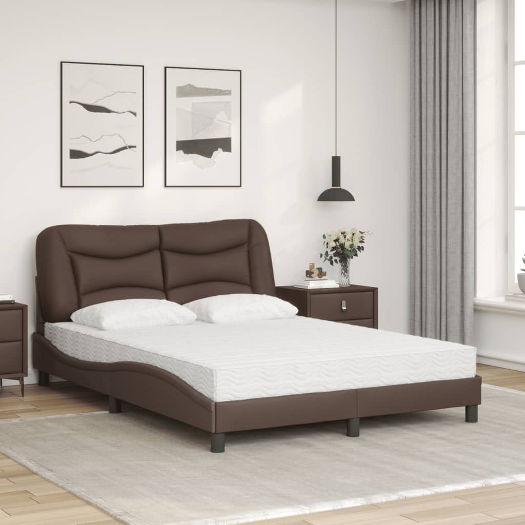 Bett mit Matratze Braun 140x190 cm Kunstleder - Premium Betten & Bettgestelle - Just €561.62! Shop now at homesales4u