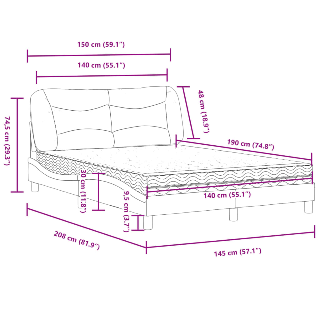 Bett mit Matratze Braun 140x190 cm Kunstleder - Premium Betten & Bettgestelle - Just €561.62! Shop now at homesales4u