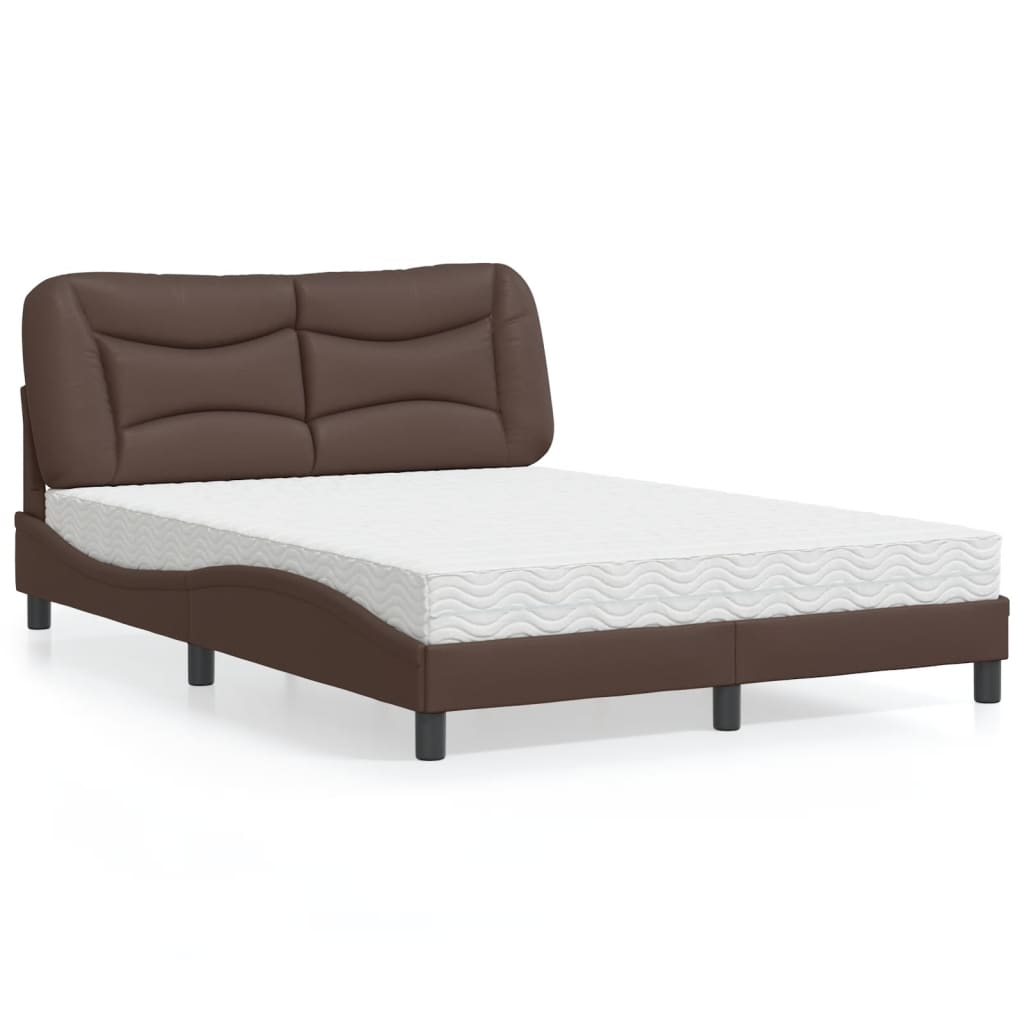 Bett mit Matratze Braun 140x190 cm Kunstleder - Premium Betten & Bettgestelle - Just €561.62! Shop now at homesales4u