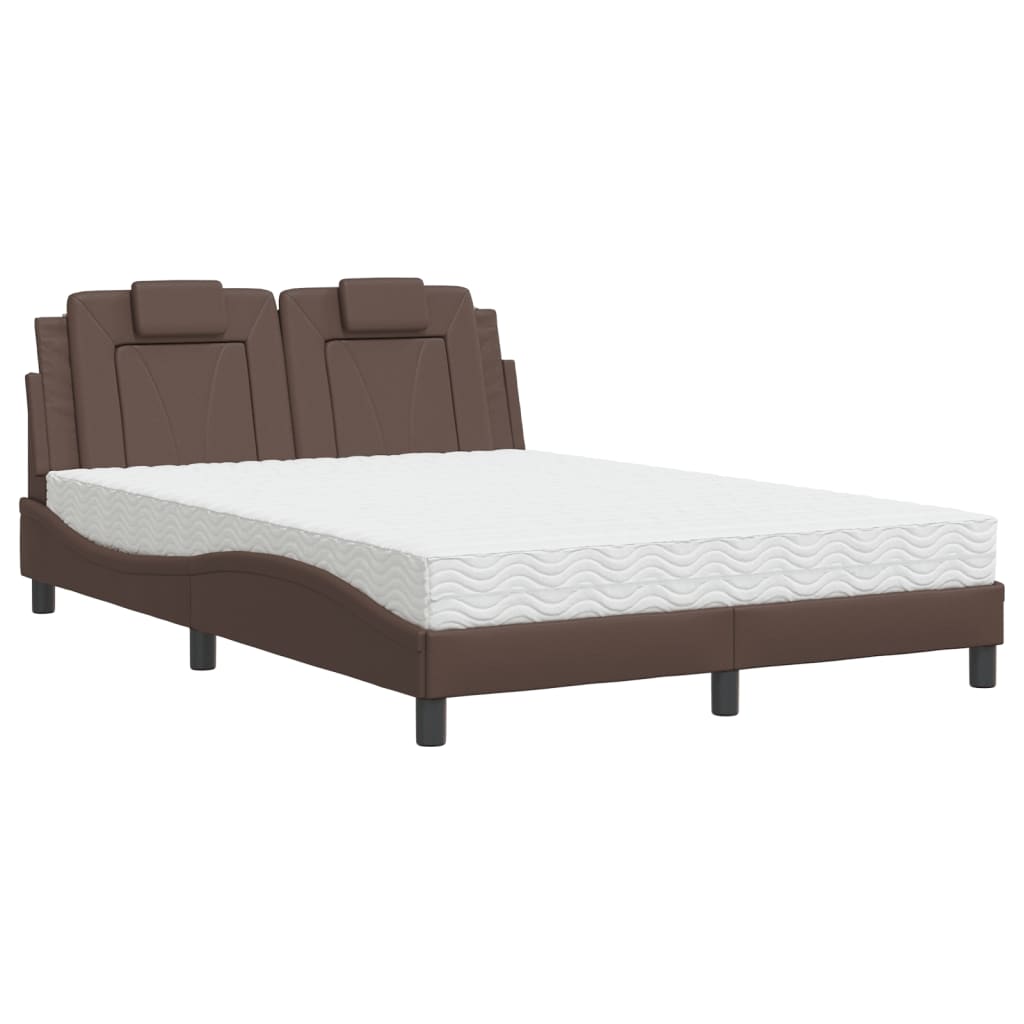 Bett mit Matratze Braun 140x190 cm Kunstleder - Premium Betten & Bettgestelle - Just €529.12! Shop now at homesales4u