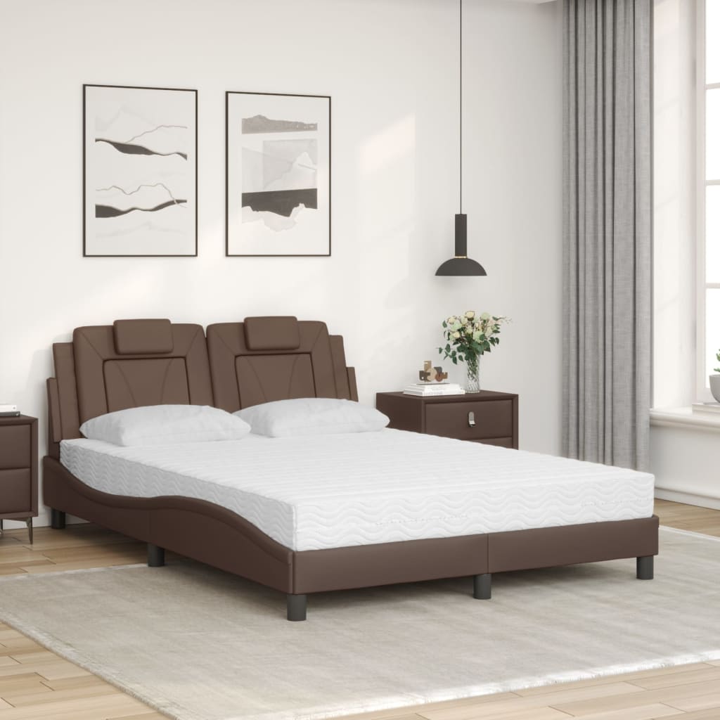 Bett mit Matratze Braun 140x190 cm Kunstleder - Premium Betten & Bettgestelle - Just €529.12! Shop now at homesales4u