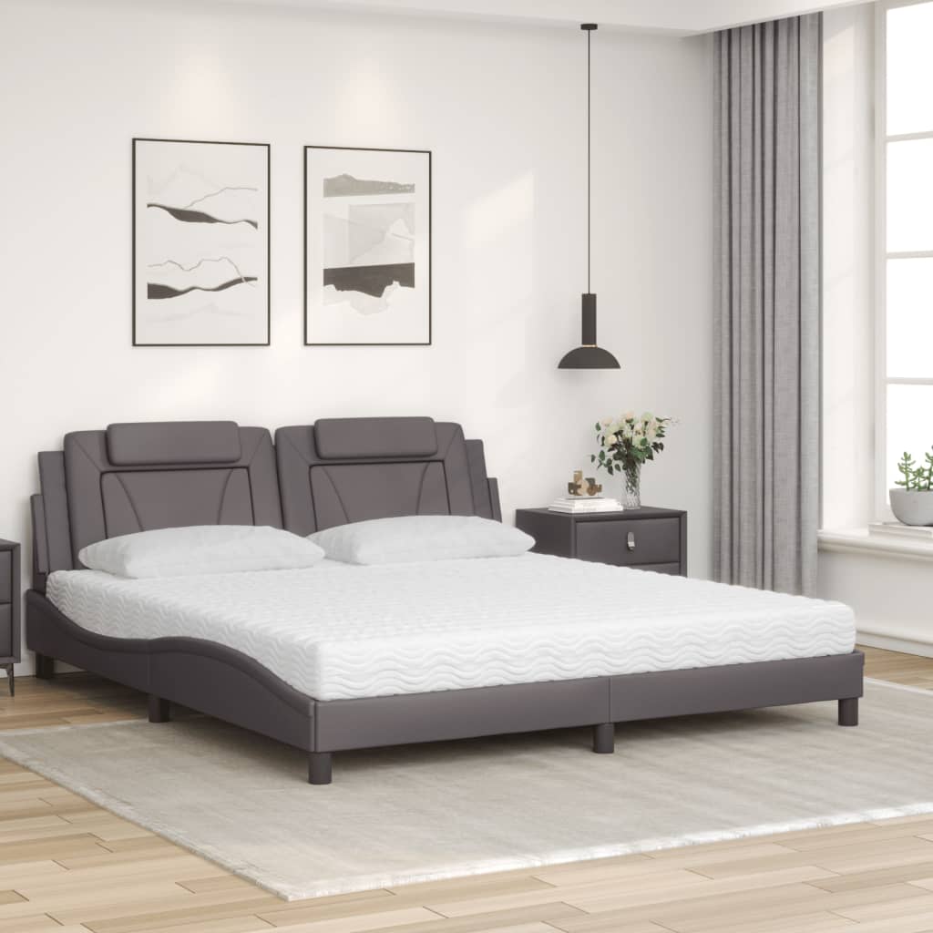 Bett mit Matratze Grau 180x200 cm Kunstleder - Premium Betten & Bettgestelle - Just €565.44! Shop now at homesales4u