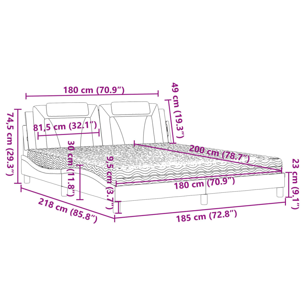 Bett mit Matratze Grau 180x200 cm Kunstleder - Premium Betten & Bettgestelle - Just €565.44! Shop now at homesales4u