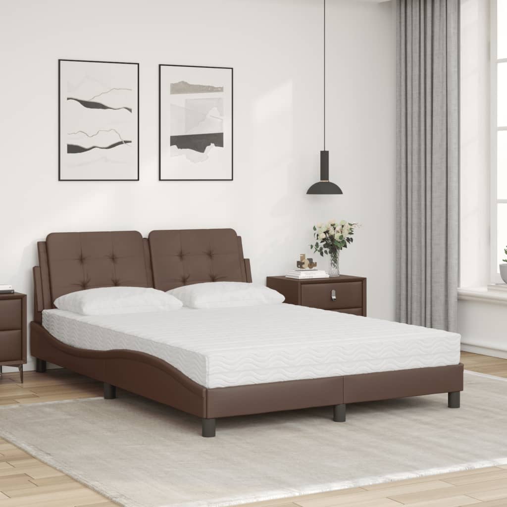 Bett mit Matratze Braun 140x190 cm Kunstleder - Premium Betten & Bettgestelle - Just €520.98! Shop now at homesales4u