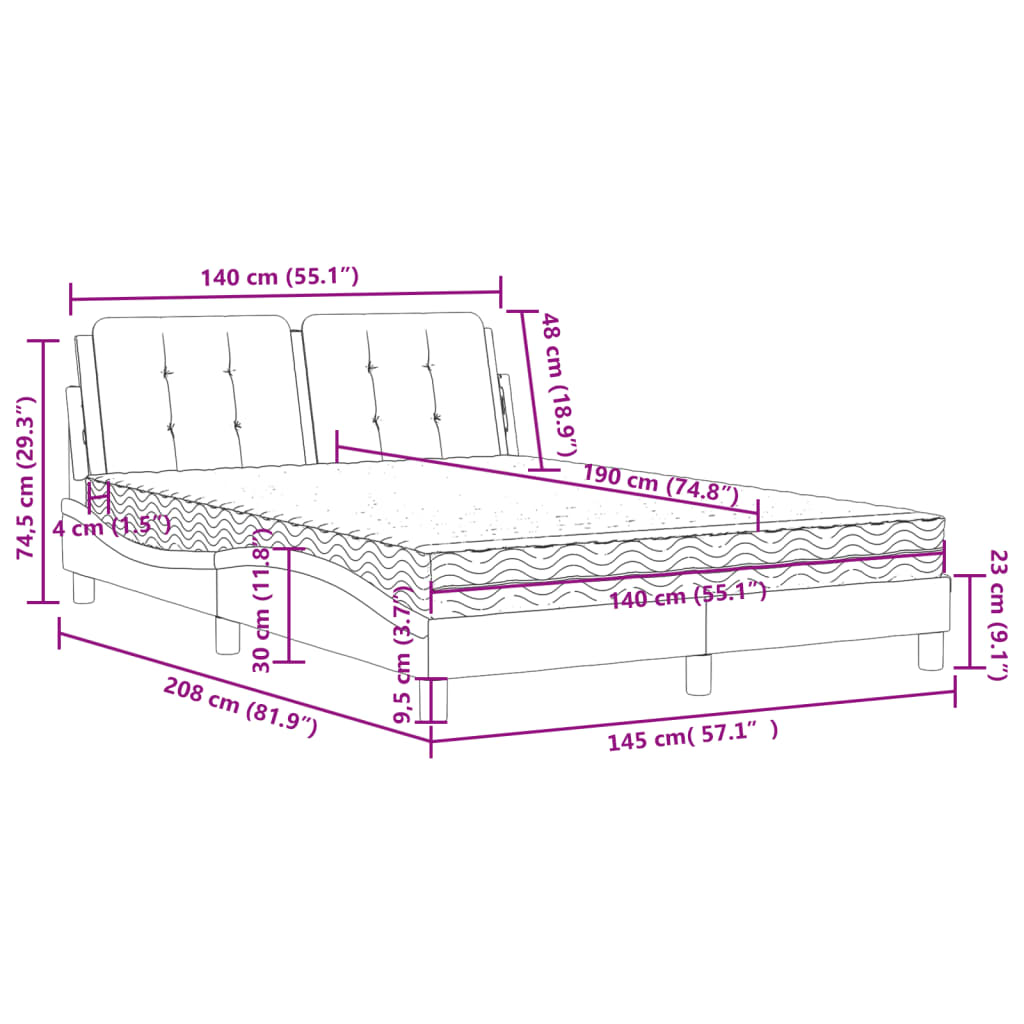 Bett mit Matratze Braun 140x190 cm Kunstleder - Premium Betten & Bettgestelle - Just €520.98! Shop now at homesales4u