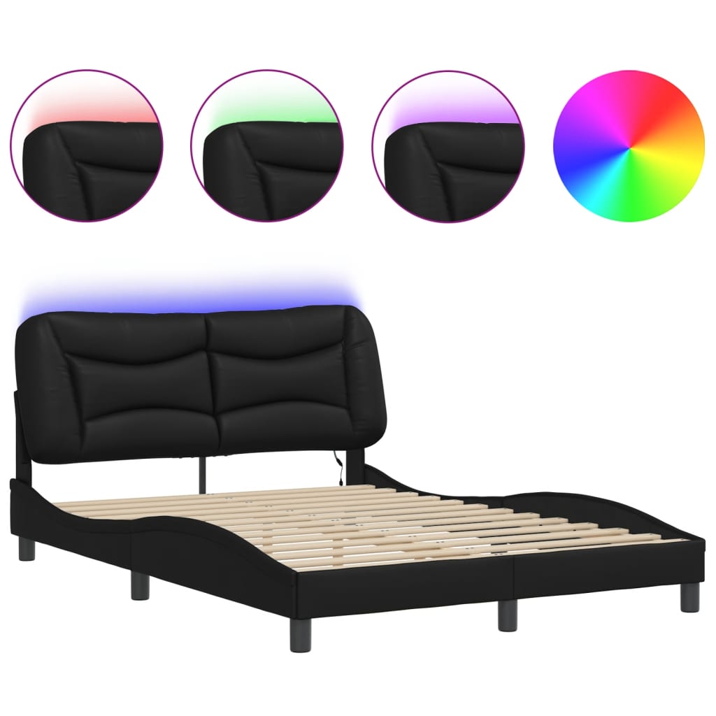Bett mit LED-Beleuchtung ohne Matratze Schwarz 120x200 cm - Premium Betten & Bettgestelle - Just €273.73! Shop now at homesales4u