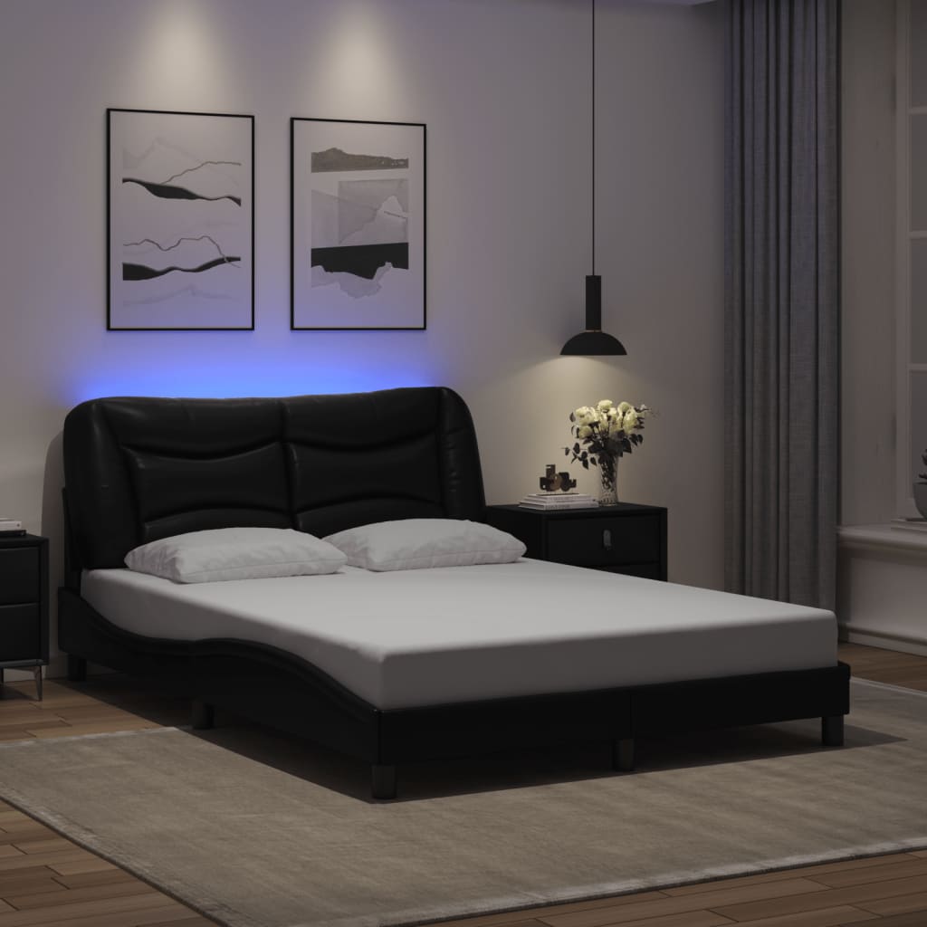 Bett mit LED-Beleuchtung ohne Matratze Schwarz 120x200 cm - Premium Betten & Bettgestelle - Just €273.73! Shop now at homesales4u