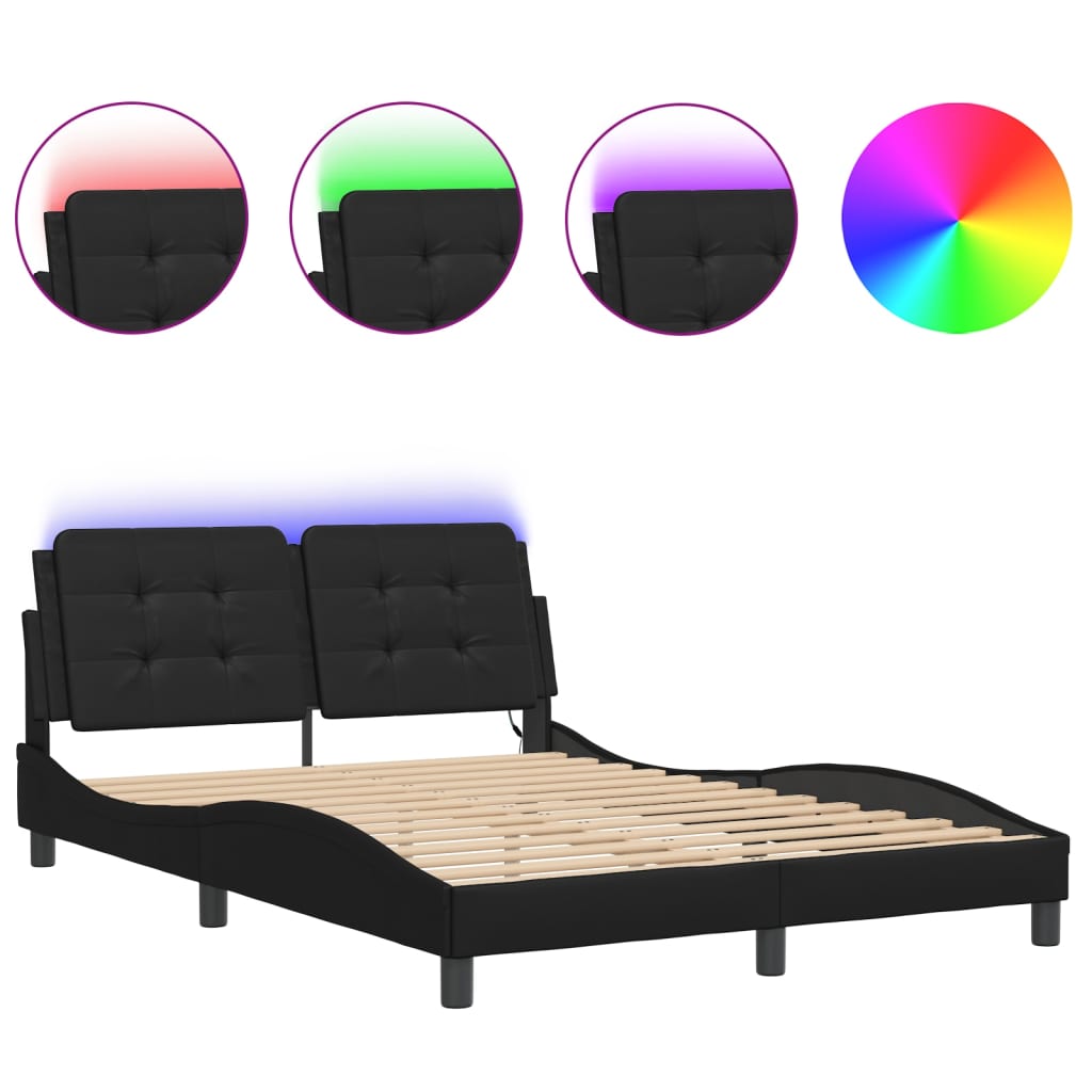 Bett mit LED-Beleuchtung ohne Matratze Schwarz 120x200 cm - Premium Betten & Bettgestelle - Just €258.18! Shop now at homesales4u