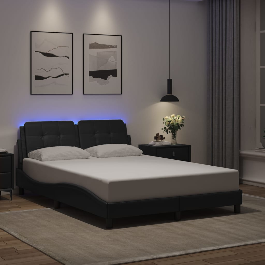 Bett mit LED-Beleuchtung ohne Matratze Schwarz 120x200 cm - Premium Betten & Bettgestelle - Just €258.18! Shop now at homesales4u