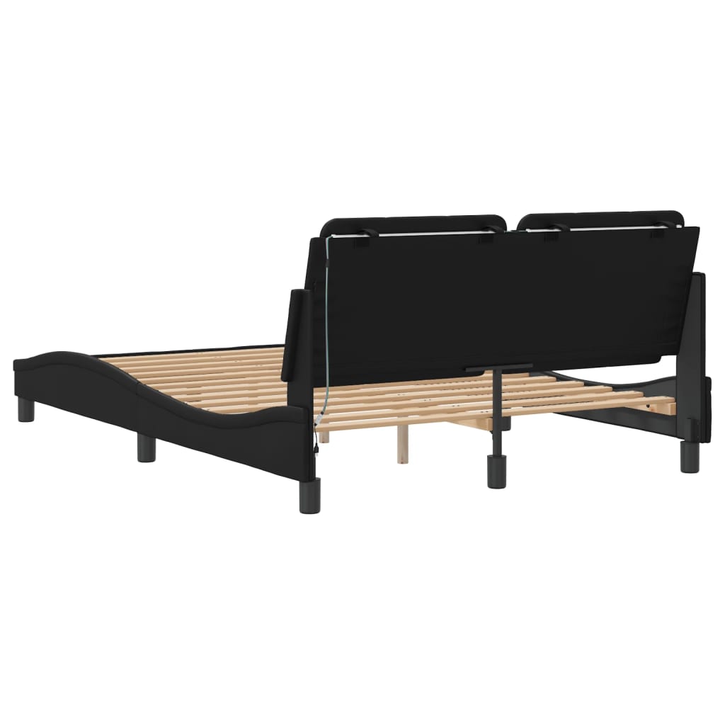 Bett mit LED-Beleuchtung ohne Matratze Schwarz 120x200 cm - Premium Betten & Bettgestelle - Just €258.18! Shop now at homesales4u