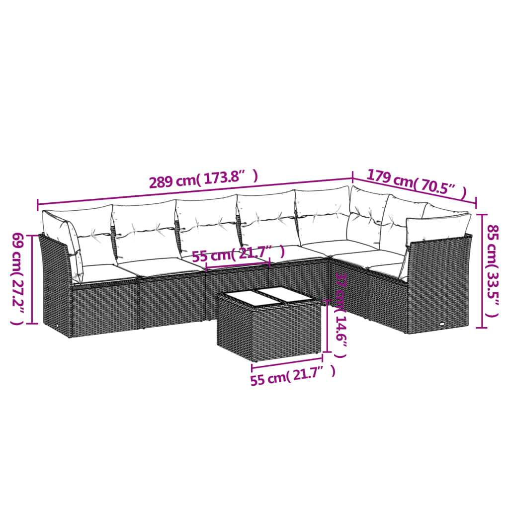 8-tlg. Garten-Sofagarnitur mit Kissen Braun Poly Rattan - Premium Gartenmöbel-Sets - Just €713.30! Shop now at homesales4u