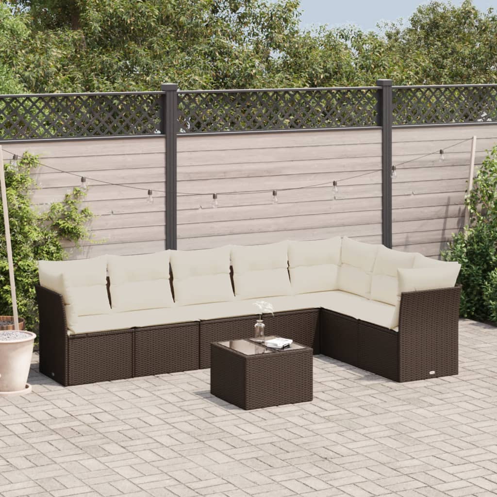 8-tlg. Garten-Sofagarnitur mit Kissen Braun Poly Rattan - Premium Gartenmöbel-Sets - Just €713.30! Shop now at homesales4u