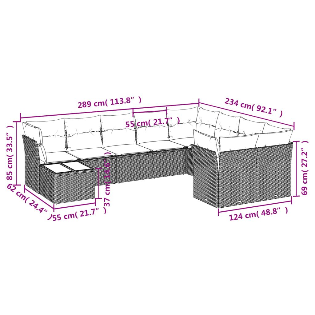 10-tlg. Garten-Sofagarnitur mit Kissen Braun Poly Rattan - Premium Gartenmöbel-Sets - Just €856.74! Shop now at homesales4u