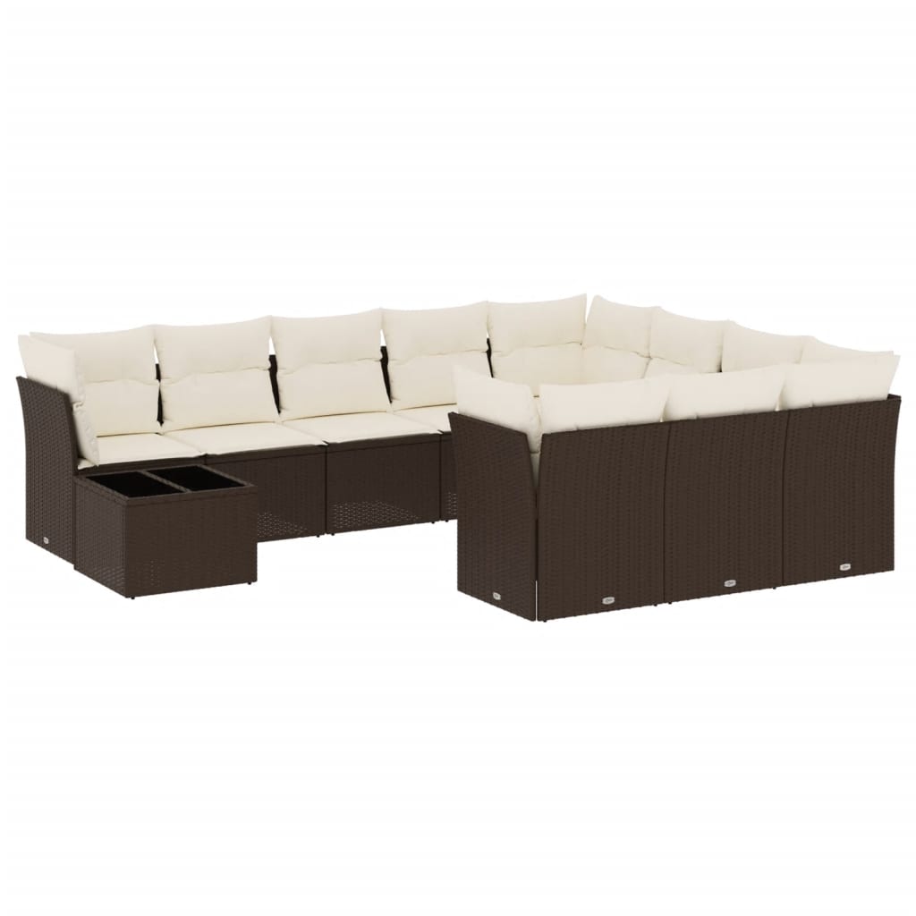 11-tlg. Garten-Sofagarnitur mit Kissen Braun Poly Rattan - Premium Gartenmöbel-Sets - Just €884.32! Shop now at homesales4u