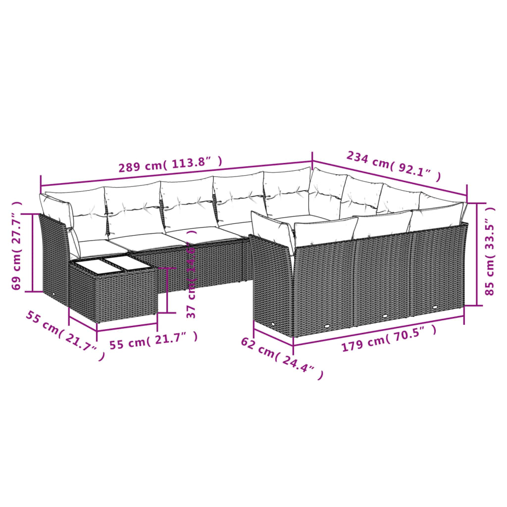 11-tlg. Garten-Sofagarnitur mit Kissen Braun Poly Rattan - Premium Gartenmöbel-Sets - Just €884.32! Shop now at homesales4u