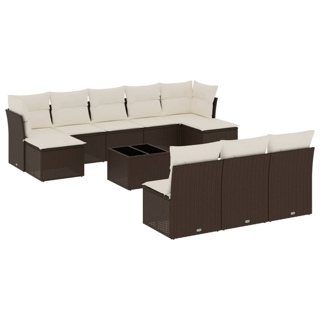 11-tlg. Garten-Sofagarnitur mit Kissen Braun Poly Rattan - Premium Gartenmöbel-Sets - Just €806.10! Shop now at homesales4u