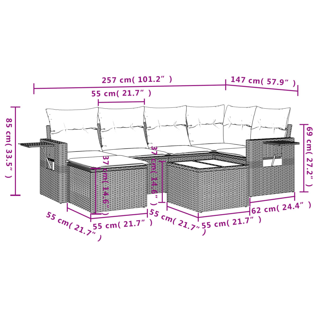 7-tlg. Garten-Sofagarnitur mit Kissen Braun Poly Rattan - Premium Gartenmöbel-Sets - Just €627.17! Shop now at homesales4u