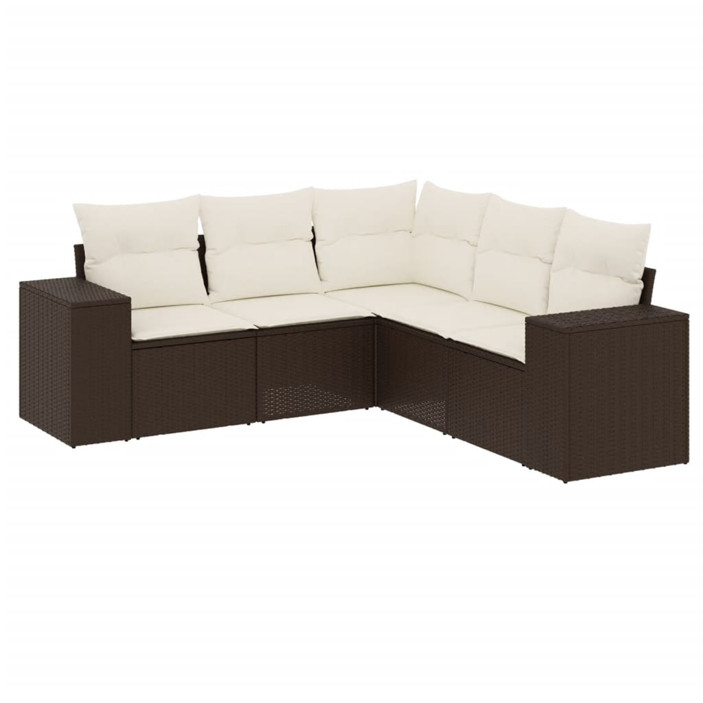 5-tlg. Garten-Sofagarnitur mit Kissen Braun Poly Rattan - Premium Gartenmöbel-Sets - Just €500.35! Shop now at homesales4u