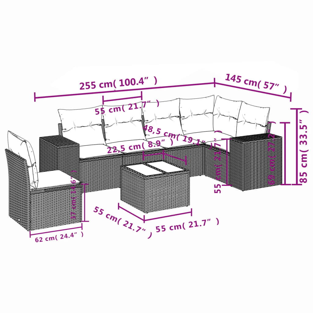 7-tlg. Garten-Sofagarnitur mit Kissen Braun Poly Rattan - Premium Gartenmöbel-Sets - Just €626.16! Shop now at homesales4u