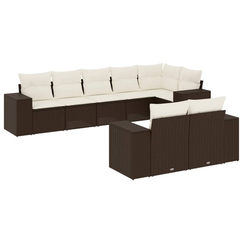 8-tlg. Garten-Sofagarnitur mit Kissen Braun Poly Rattan - Premium Gartenmöbel-Sets - Just €780.18! Shop now at homesales4u
